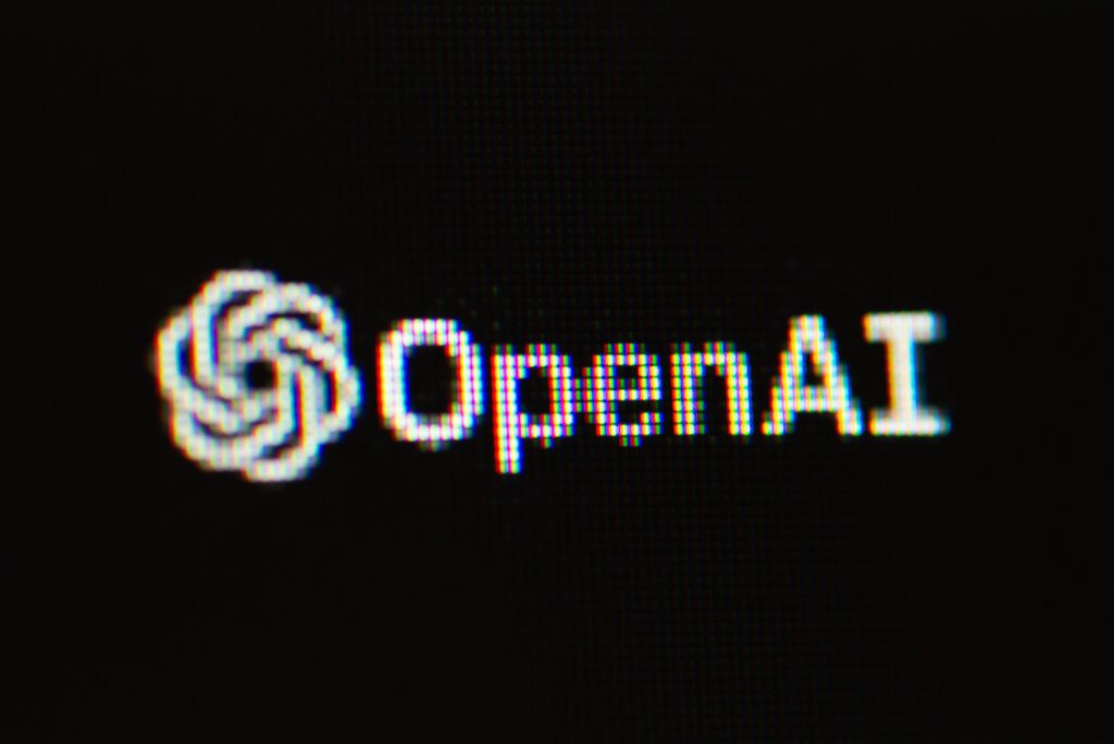 Openai Logo On Black Background for GPT-3 article.